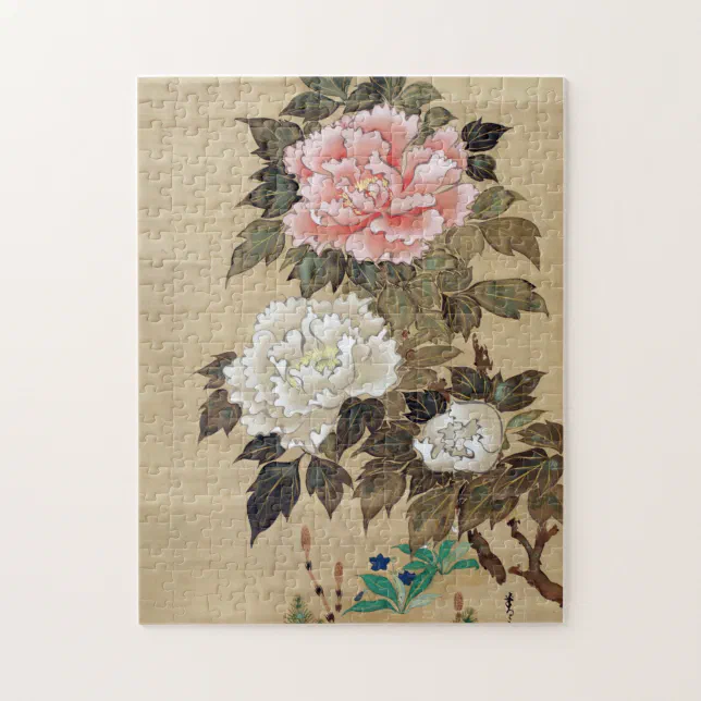 パズルの牡丹 牡丹, 其一 Peony, Kiitsu, Japan Art Jigsaw Puzzle | Zazzle
