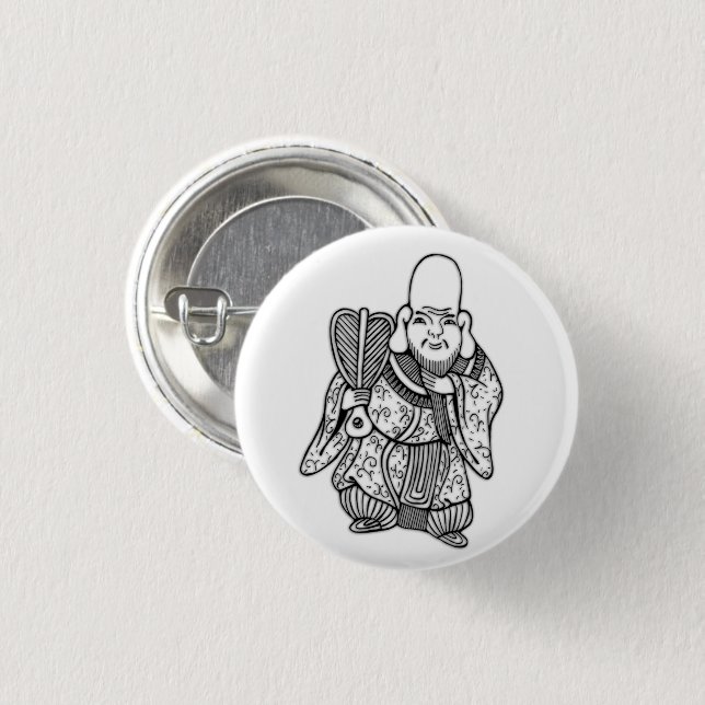 福禄寿 Fukurokuju lucky god original drawing Pinback Button | Zazzle