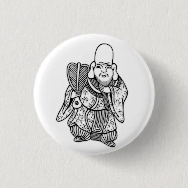 福禄寿 Fukurokuju lucky god original drawing Pinback Button | Zazzle