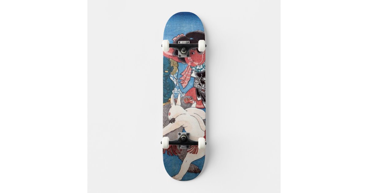 金太郎と動物,国芳 Kintaro & Animals, Kuniyoshi, Ukiyoe Skateboard Deck Zazzle